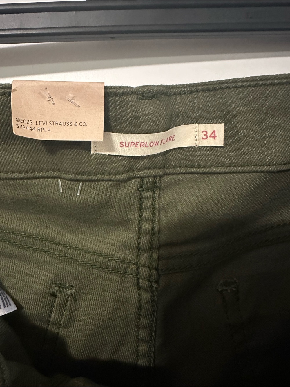 Levi's Olive Green Flared Leg Jeans - Picture 4 of 4